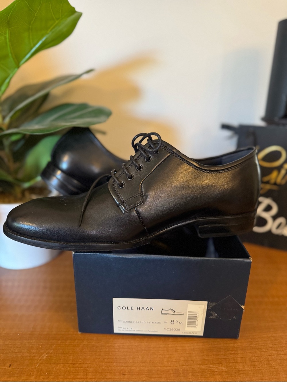 Cole Haan Black Leather Lace-Up Dress Shoes